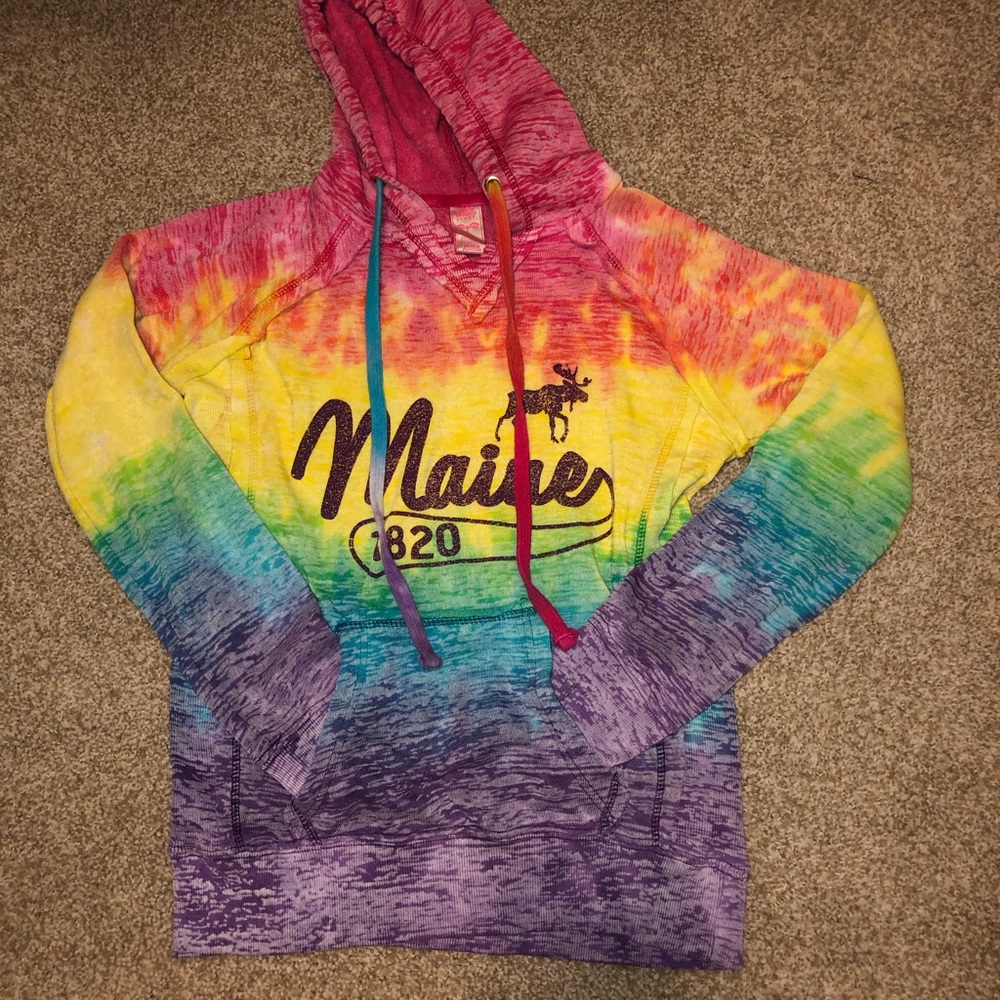 rainbow tie-dye maine hoodie!🌈
